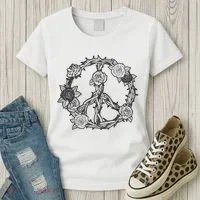Peace Symbol Roses And Thorns Women's T-Shirt thumb 3