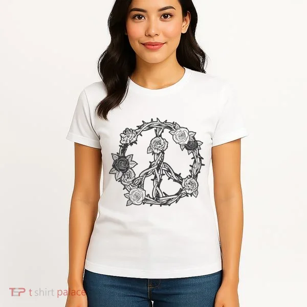 Peace Symbol Roses And Thorns Women's T-Shirt