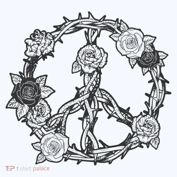 Peace Symbol Roses And Thorns Women's T-Shirt