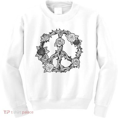 Peace Symbol Roses And Thorns Kids Sweatshirt