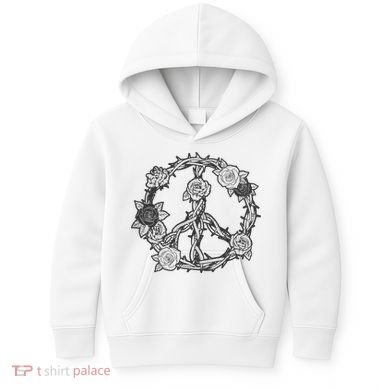Peace Symbol Roses And Thorns Kids Hoodie