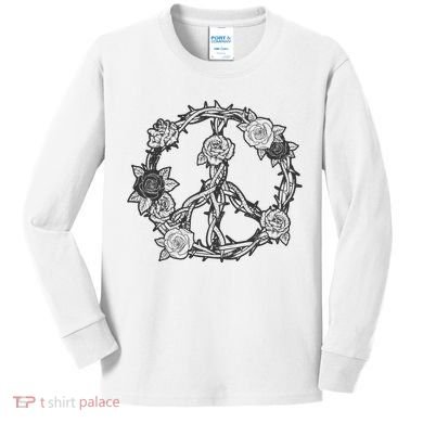 Peace Symbol Roses And Thorns Kids Long Sleeve Shirt
