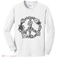 Peace Symbol Roses And Thorns Kids Long Sleeve Shirt thumb 0