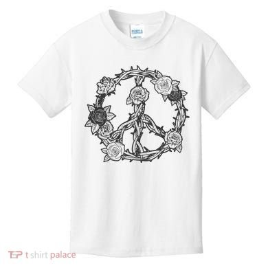 Peace Symbol Roses And Thorns Kids T-Shirt