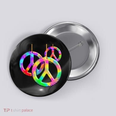 Peace Symbols Psychedelic Necklace Button