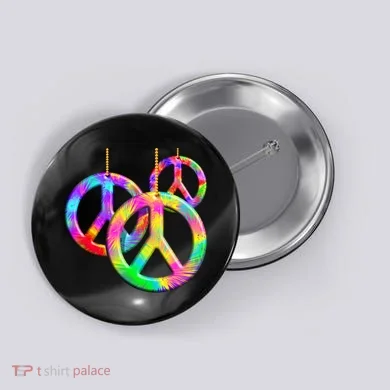 Peace Symbols Psychedelic Necklace Button