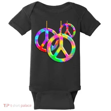 Peace Symbols Psychedelic Necklace Baby Bodysuit