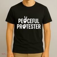 Peaceful Protester Peace Sign Protest Fist T-Shirt thumb 3