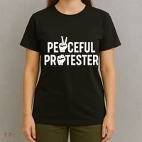 Peaceful Protester Peace Sign Protest Fist T-Shirt thumb 4