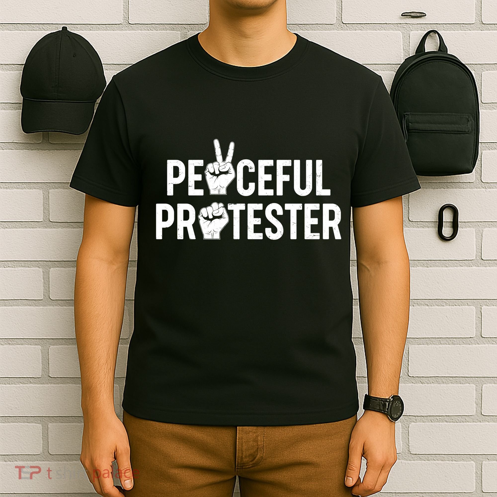 Peaceful Protester Peace Sign Protest Fist T-Shirt