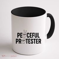 Peaceful Protester Peace Sign Protest Fist Coffee Mug thumb 1