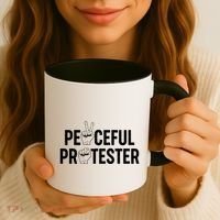 Peaceful Protester Peace Sign Protest Fist Coffee Mug thumb 3