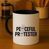 Peaceful Protester Peace Sign Protest Fist Coffee Mug thumb 4