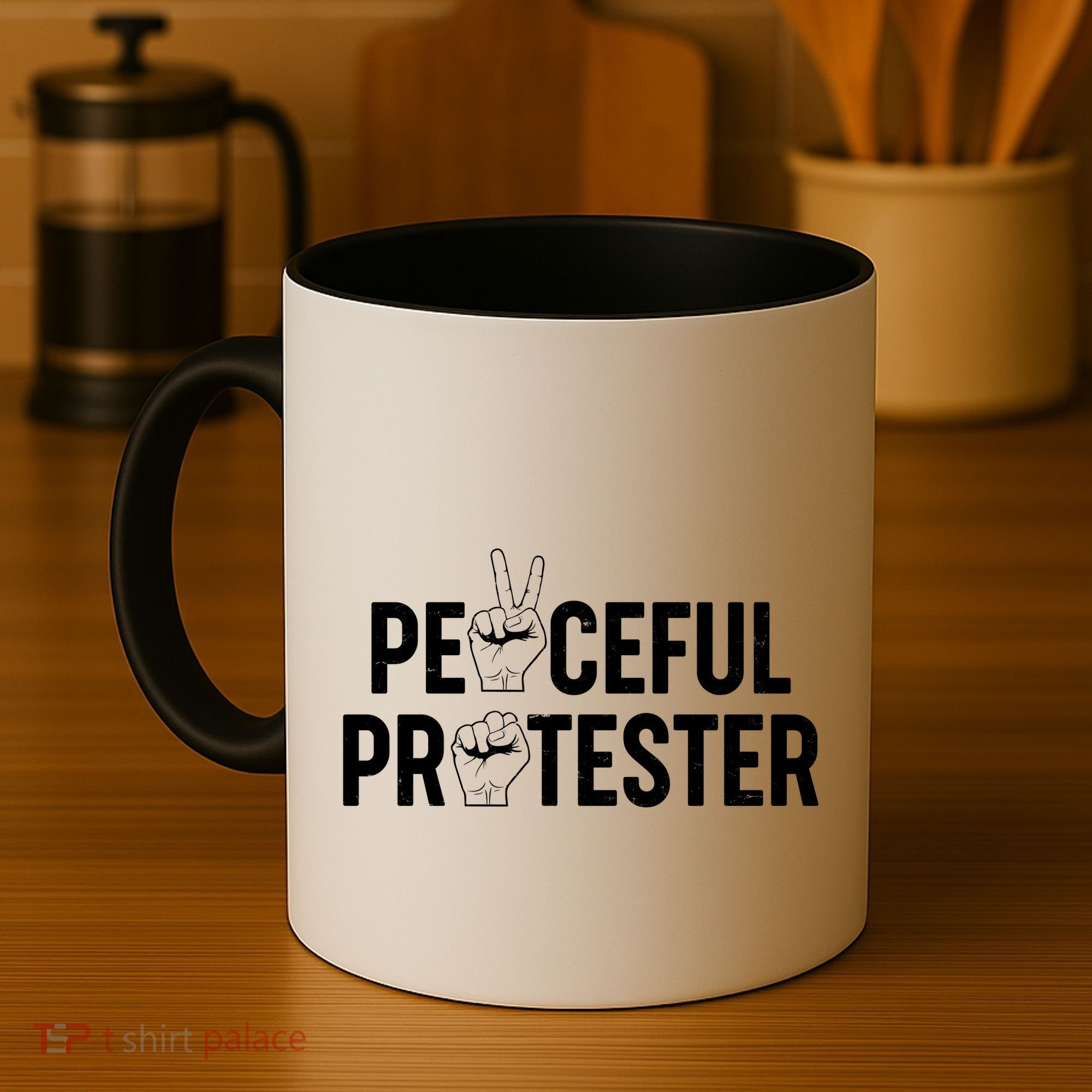 Peaceful Protester Peace Sign Protest Fist Coffee Mug