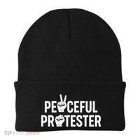Peaceful Protester Peace Sign Protest Fist Beanie thumb 0