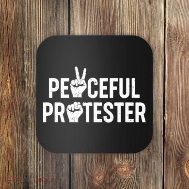 Peaceful Protester Peace Sign Protest Fist Coaster