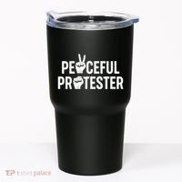 Peaceful Protester Peace Sign Protest Fist Tumbler thumb 0