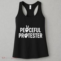 Peaceful Protester Peace Sign Protest Fist Women's Tank Top thumb 3