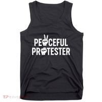 Peaceful Protester Peace Sign Protest Fist Tank Top thumb 0