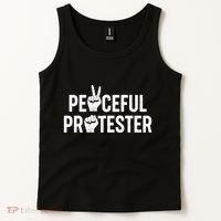 Peaceful Protester Peace Sign Protest Fist Tank Top thumb 2