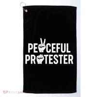 Peaceful Protester Peace Sign Protest Fist Golf Towel thumb 0