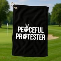 Peaceful Protester Peace Sign Protest Fist Golf Towel thumb 1