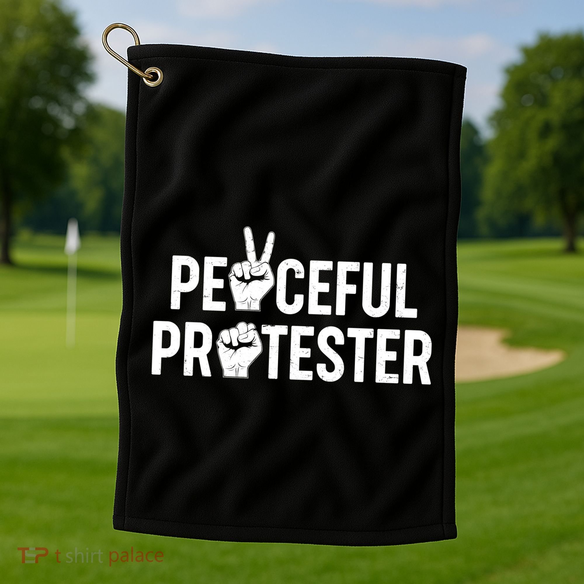 Peaceful Protester Peace Sign Protest Fist Golf Towel