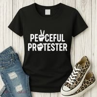 Peaceful Protester Peace Sign Protest Fist Women's T-Shirt thumb 3