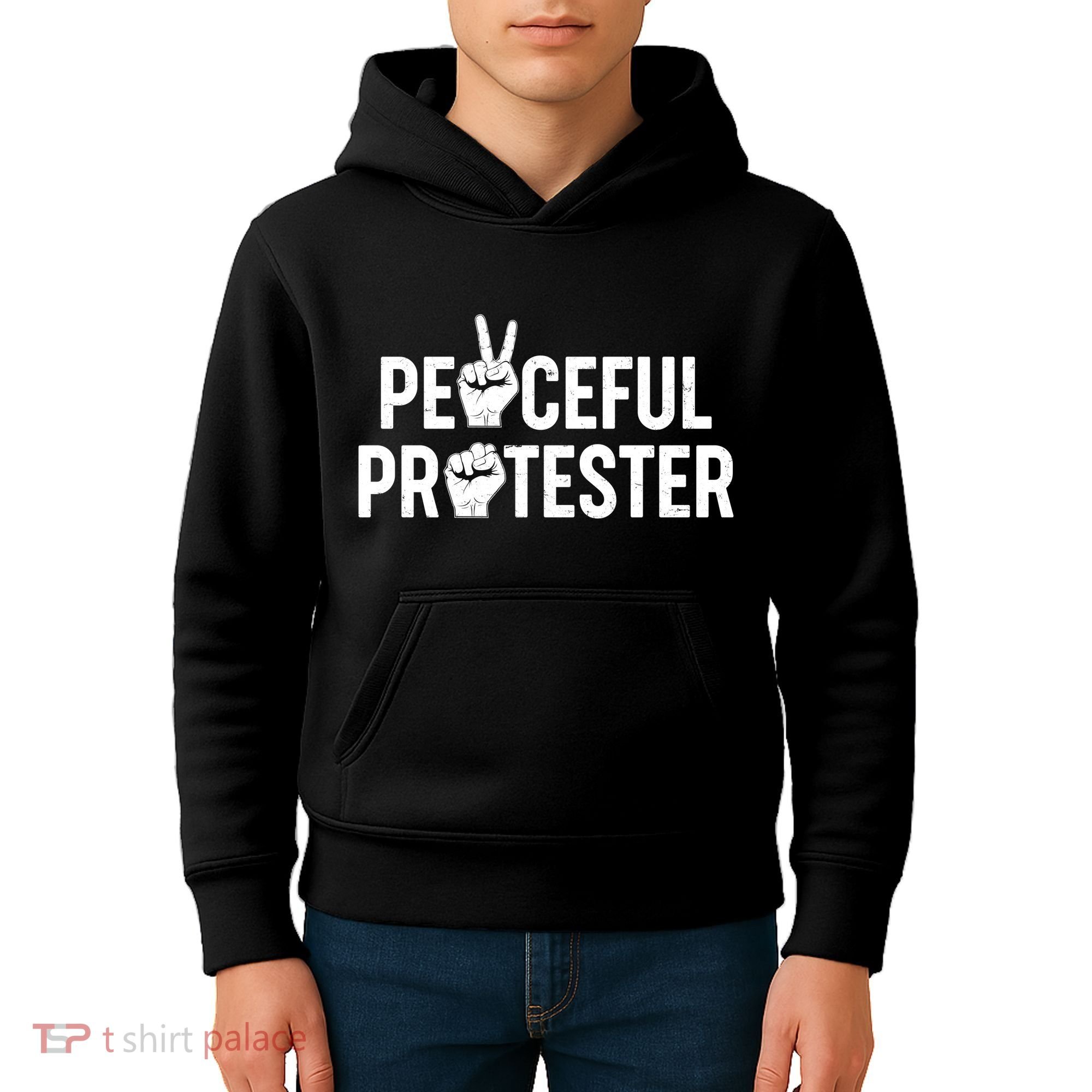 Peaceful Protester Peace Sign Protest Fist Kids Hoodie