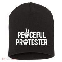 Peaceful Protester Peace Sign Protest Fist Short Acrylic Beanie thumb 0