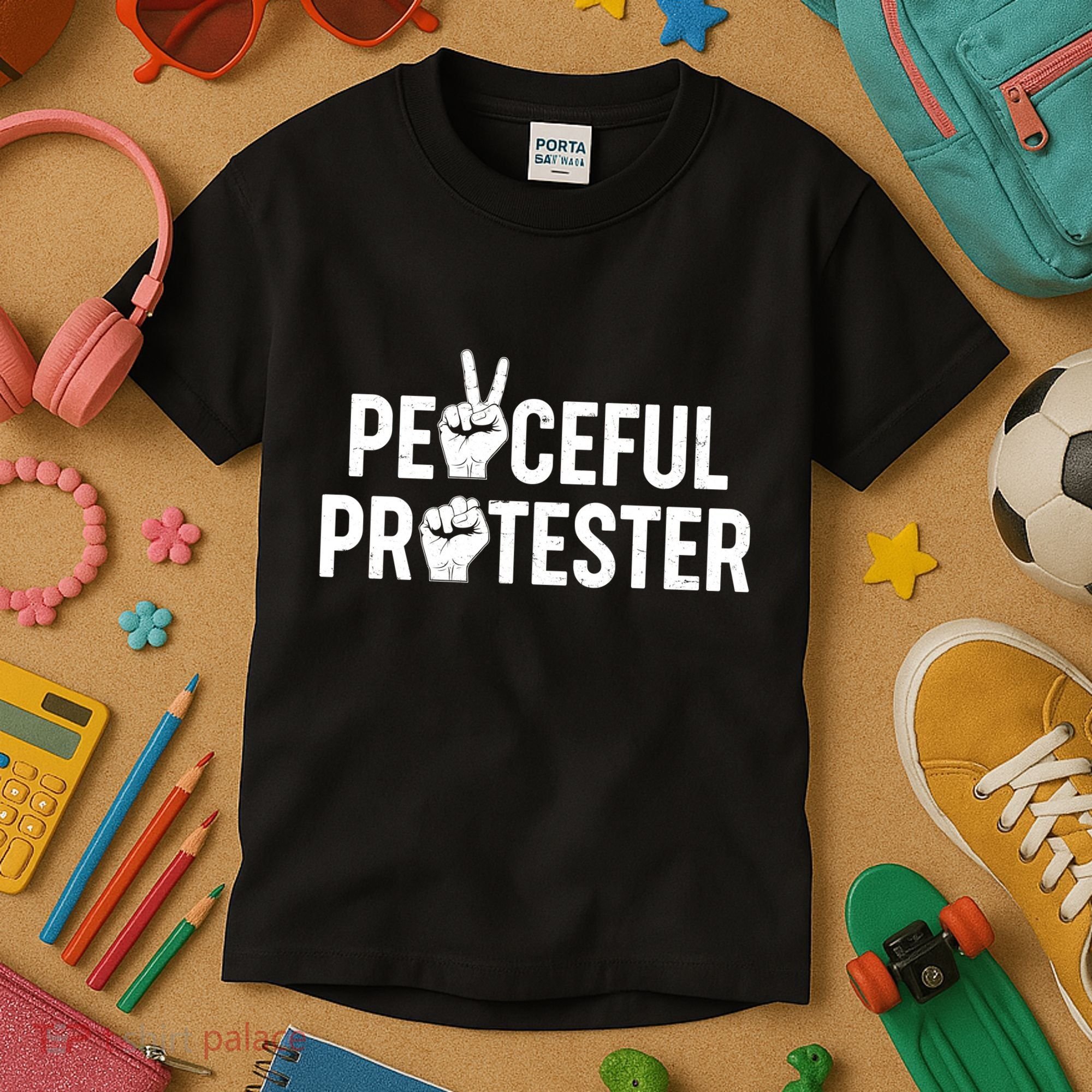 Peaceful Protester Peace Sign Protest Fist Kids T-Shirt