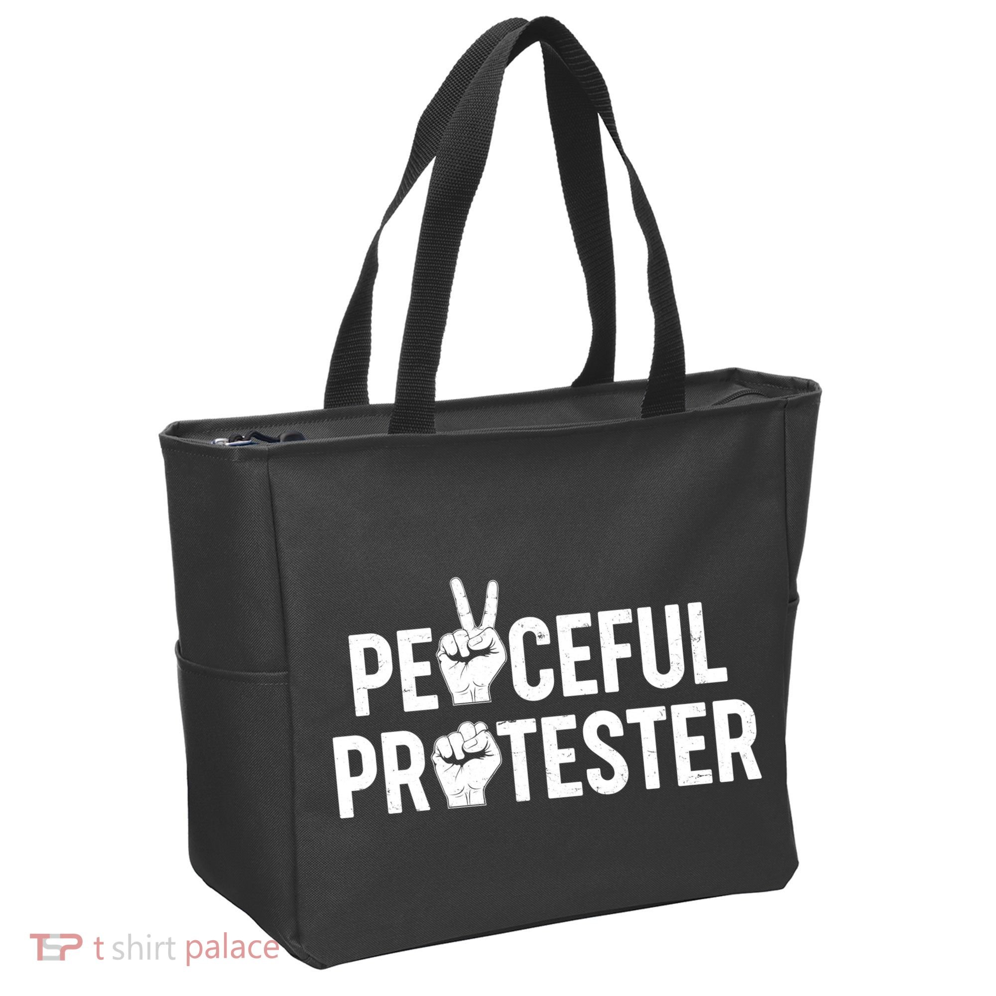 Peaceful Protester Peace Sign Protest Fist Tote Bag