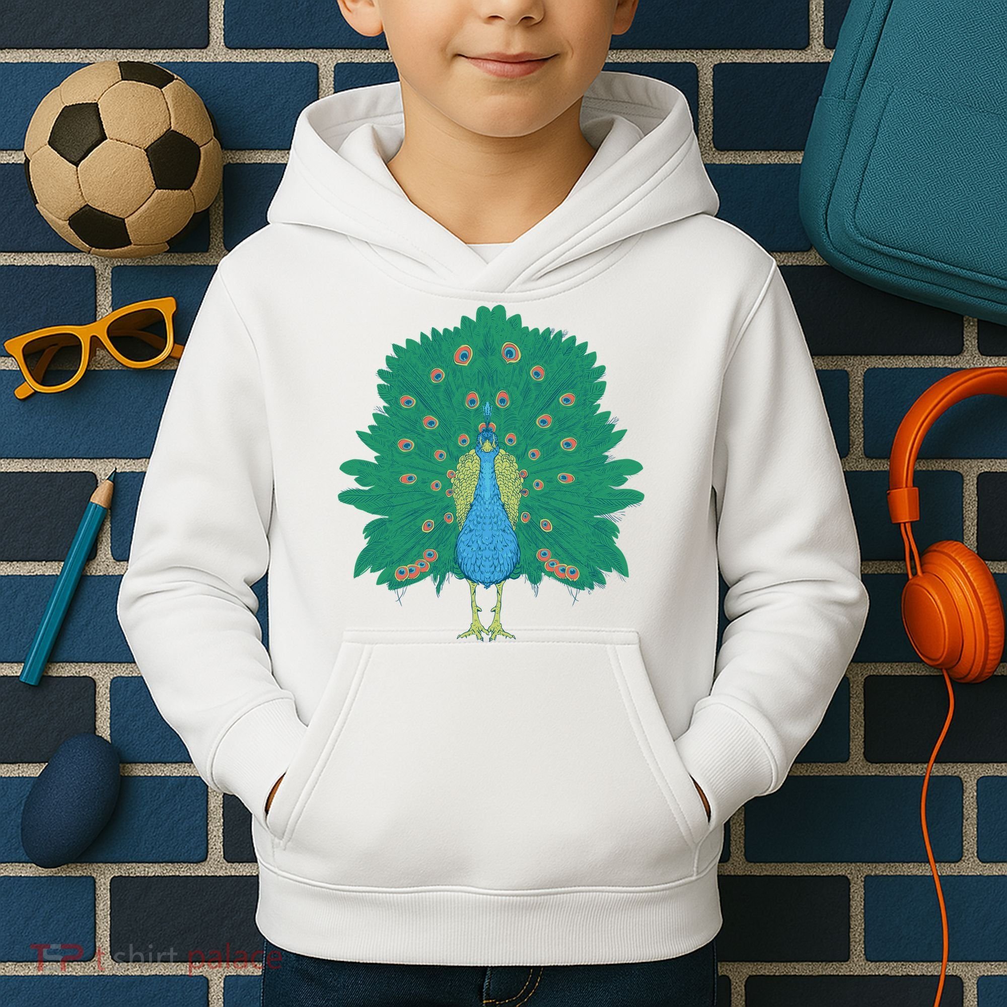 Peacock Bird Kids Hoodie