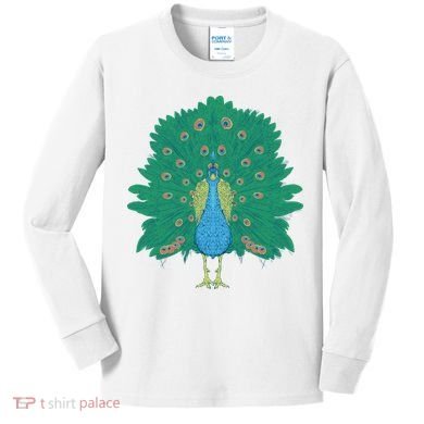 Peacock Bird Kids Long Sleeve Shirt