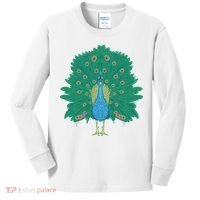 Peacock Bird Kids Long Sleeve Shirt thumb 0