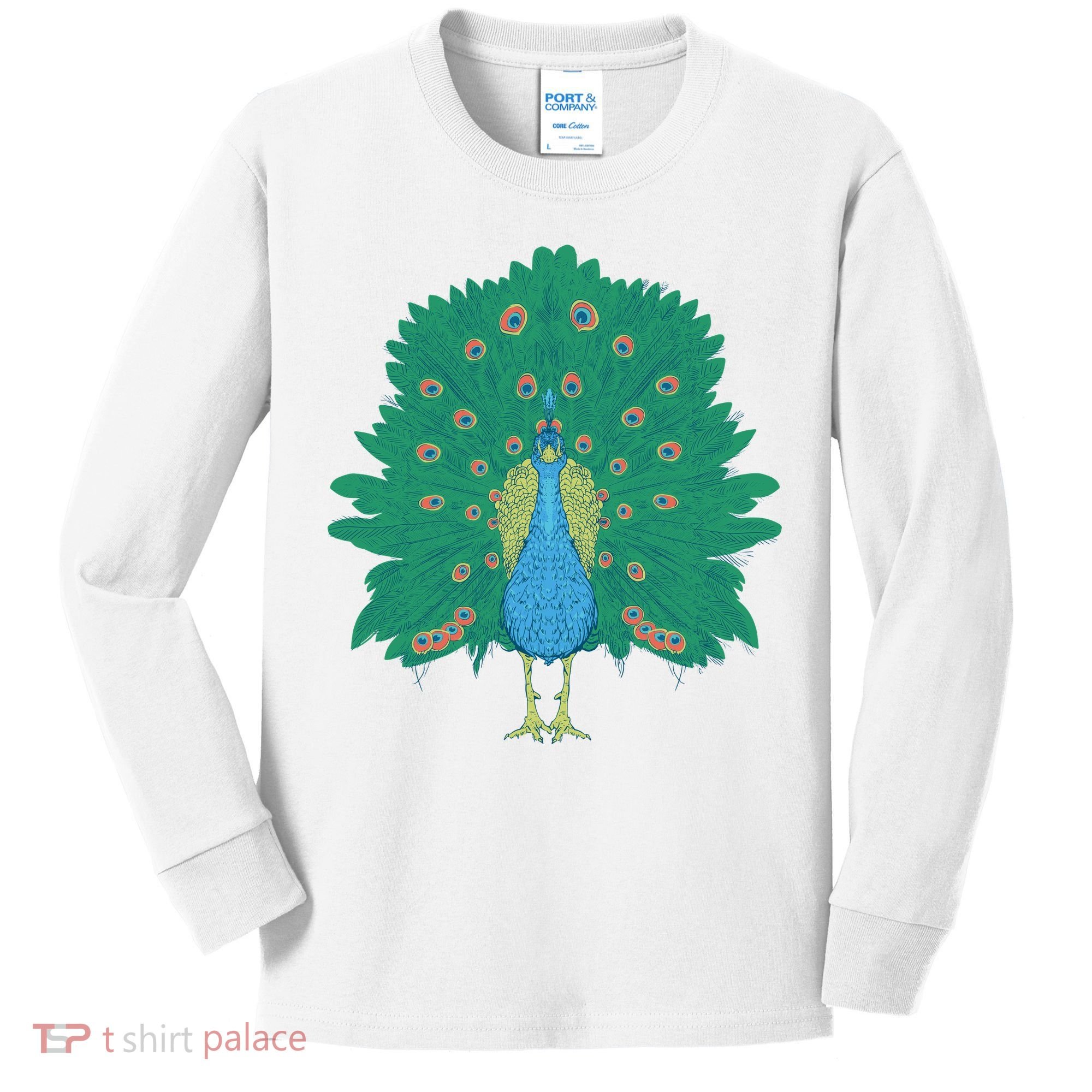 Peacock Bird Kids Long Sleeve Shirt