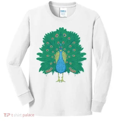 Peacock Bird Kids Long Sleeve Shirt
