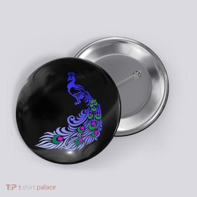 Peacock Colorful Illustration Button
