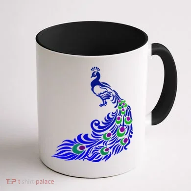 Peacock Colorful Illustration Coffee Mug back