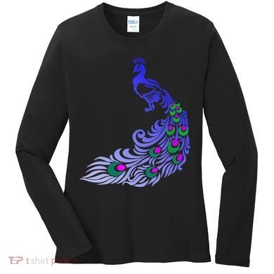 Peacock Colorful Illustration Women's Long Sleeve Shirt