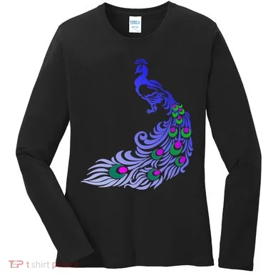 Peacock Colorful Illustration Women's Long Sleeve Shirt