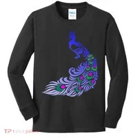 Peacock Colorful Illustration Kids Long Sleeve Shirt thumb 0
