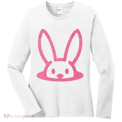 Peaking Easter Bunny Cute Women's Long Sleeve Shirt in the selected color