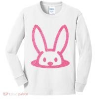 Peaking Easter Bunny Cute Kids Long Sleeve Shirt thumb 0