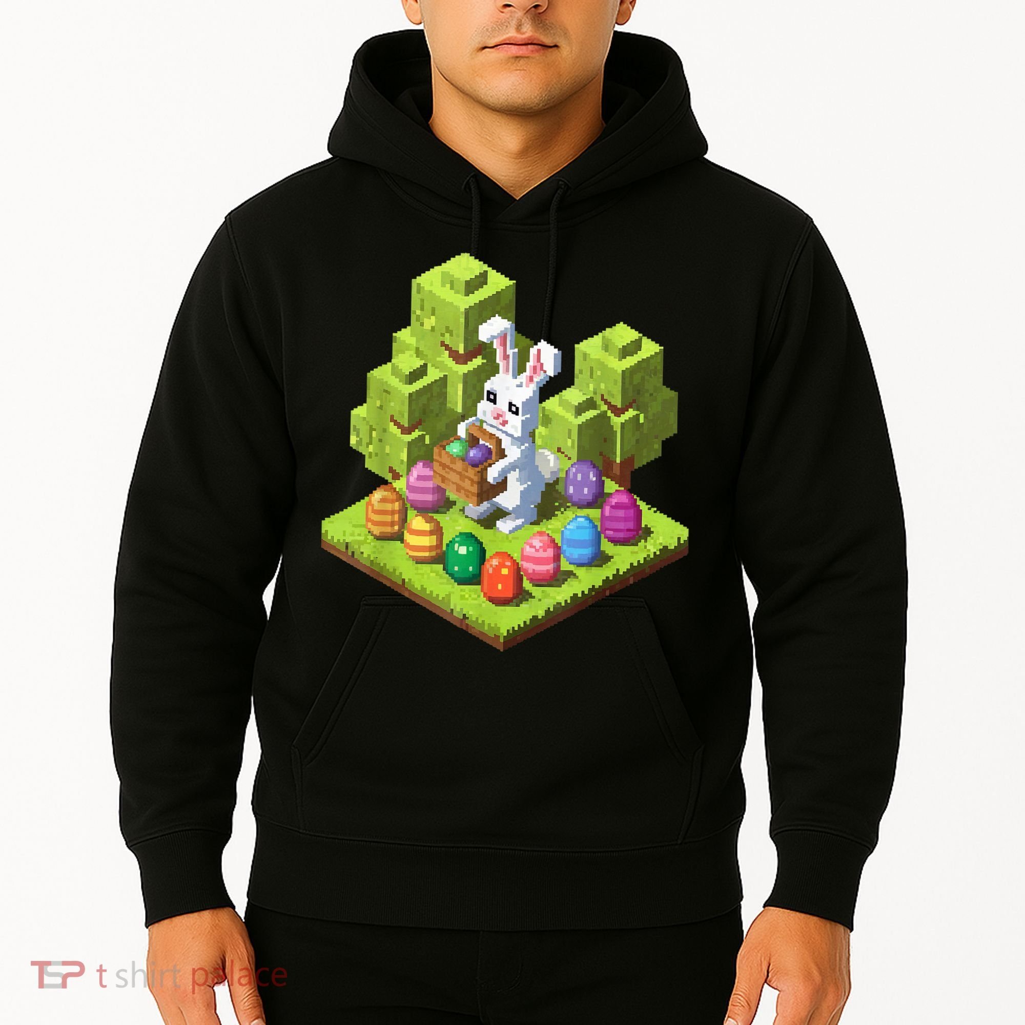 Pixel Easter Bunny Video Gamer Egg Hunting Fun Boy  Hoodie