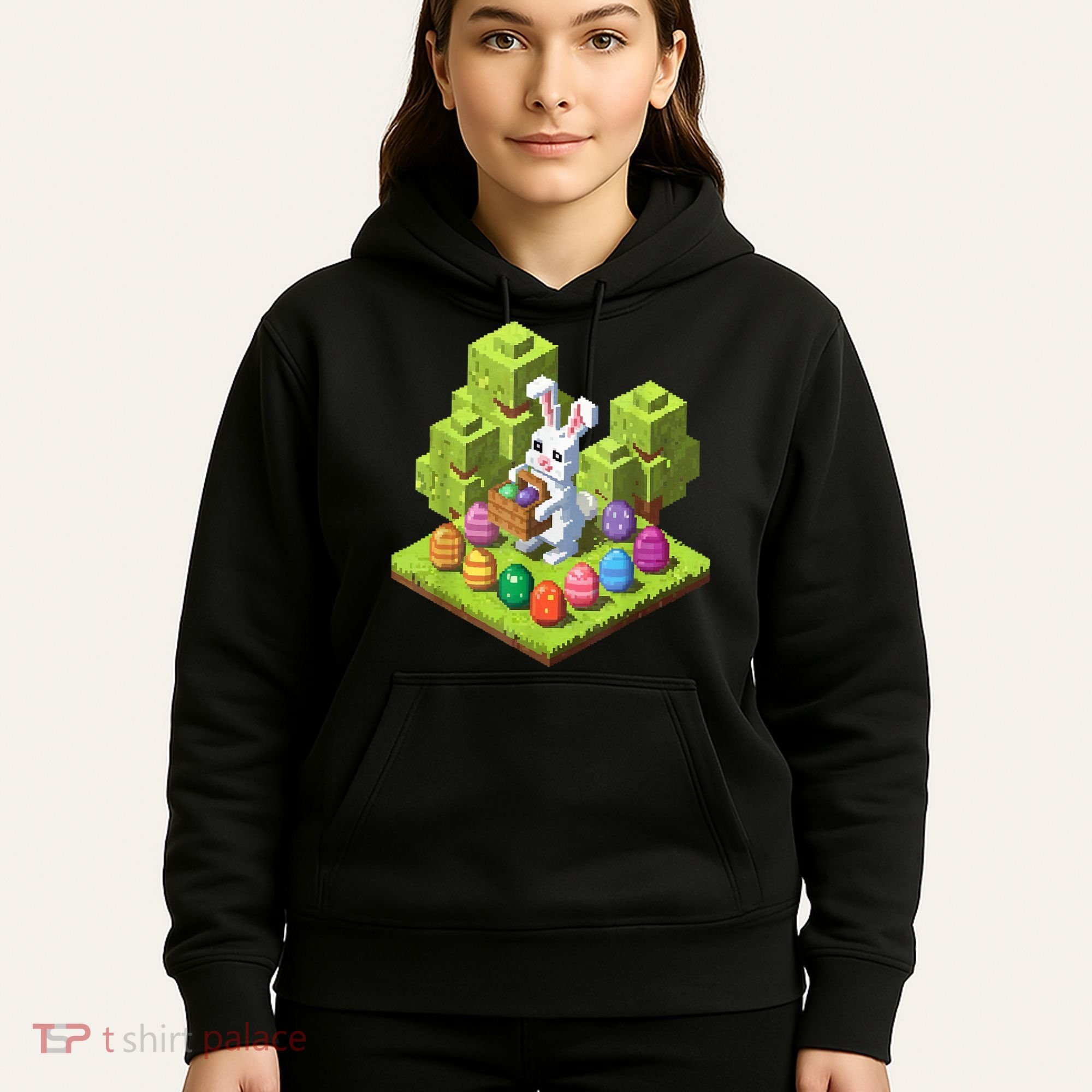 Pixel Easter Bunny Video Gamer Egg Hunting Fun Boy  Hoodie