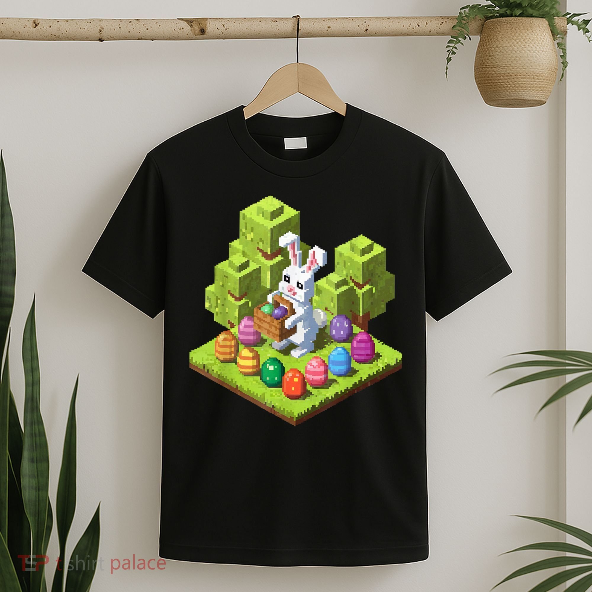 Pixel Easter Bunny Video Gamer Egg Hunting Fun Boy  T-Shirt