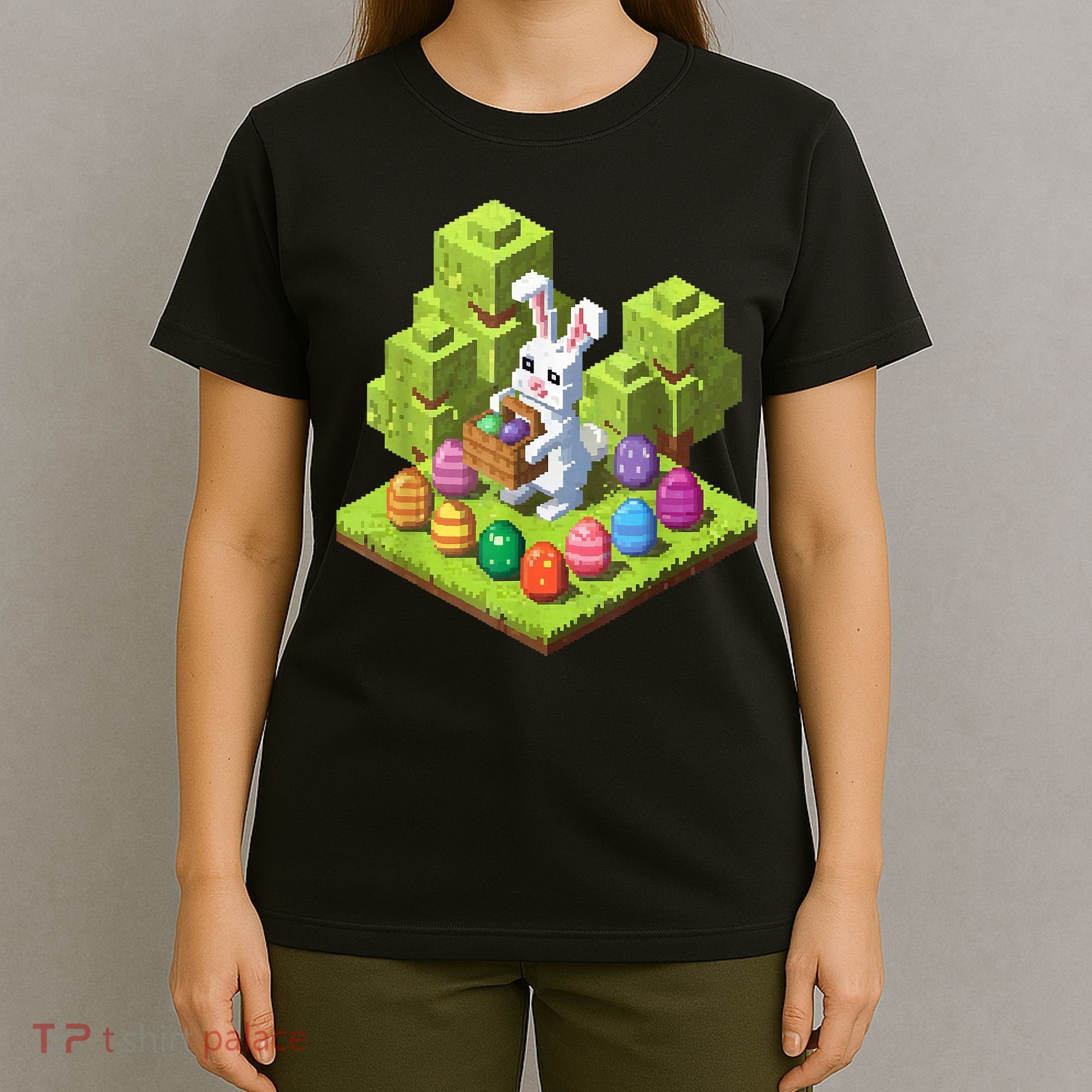 Pixel Easter Bunny Video Gamer Egg Hunting Fun Boy  T-Shirt