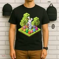 Pixel Easter Bunny Video Gamer Egg Hunting Fun Boy  T-Shirt thumb 6