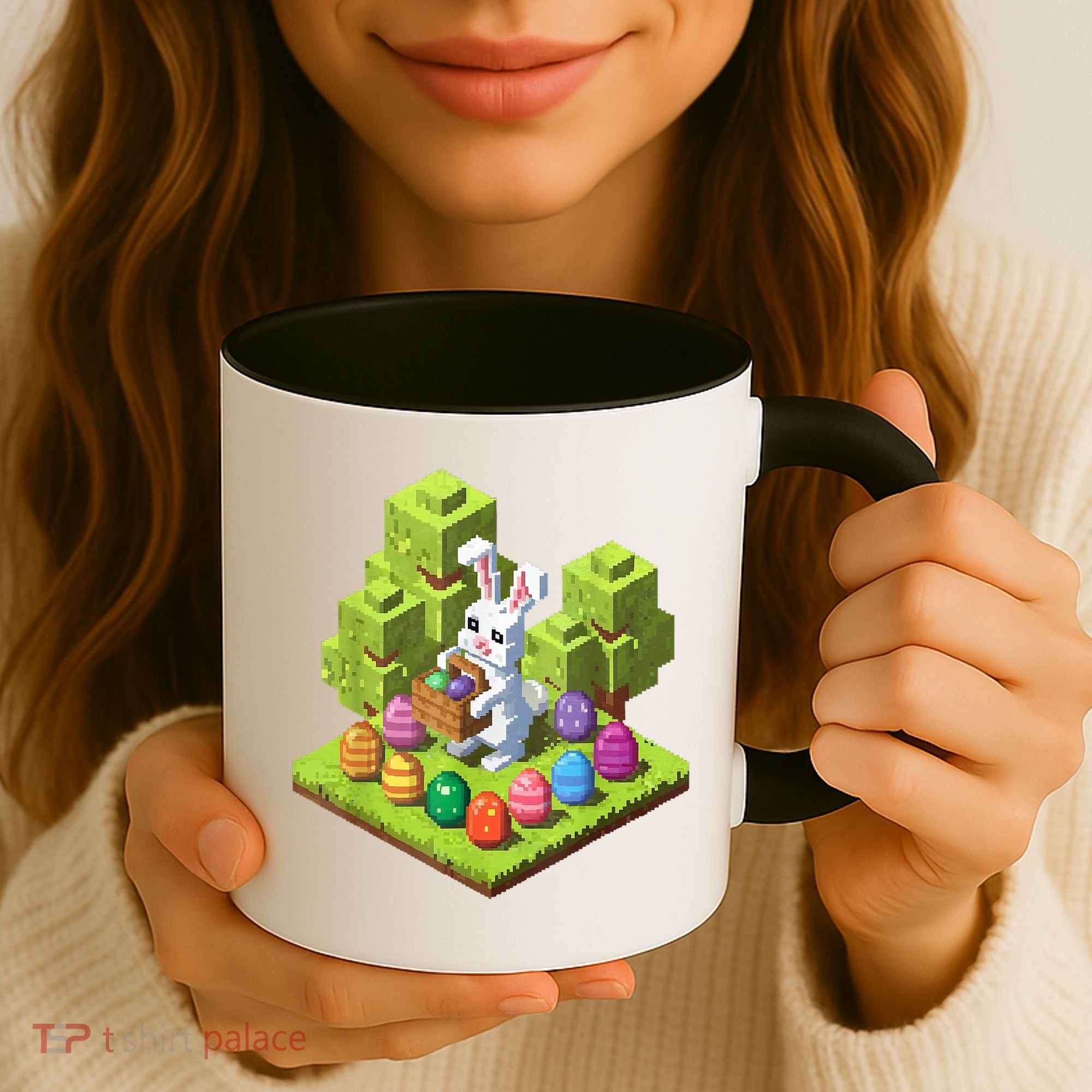 Pixel Easter Bunny Video Gamer Egg Hunting Fun Boy  Coffee Mug